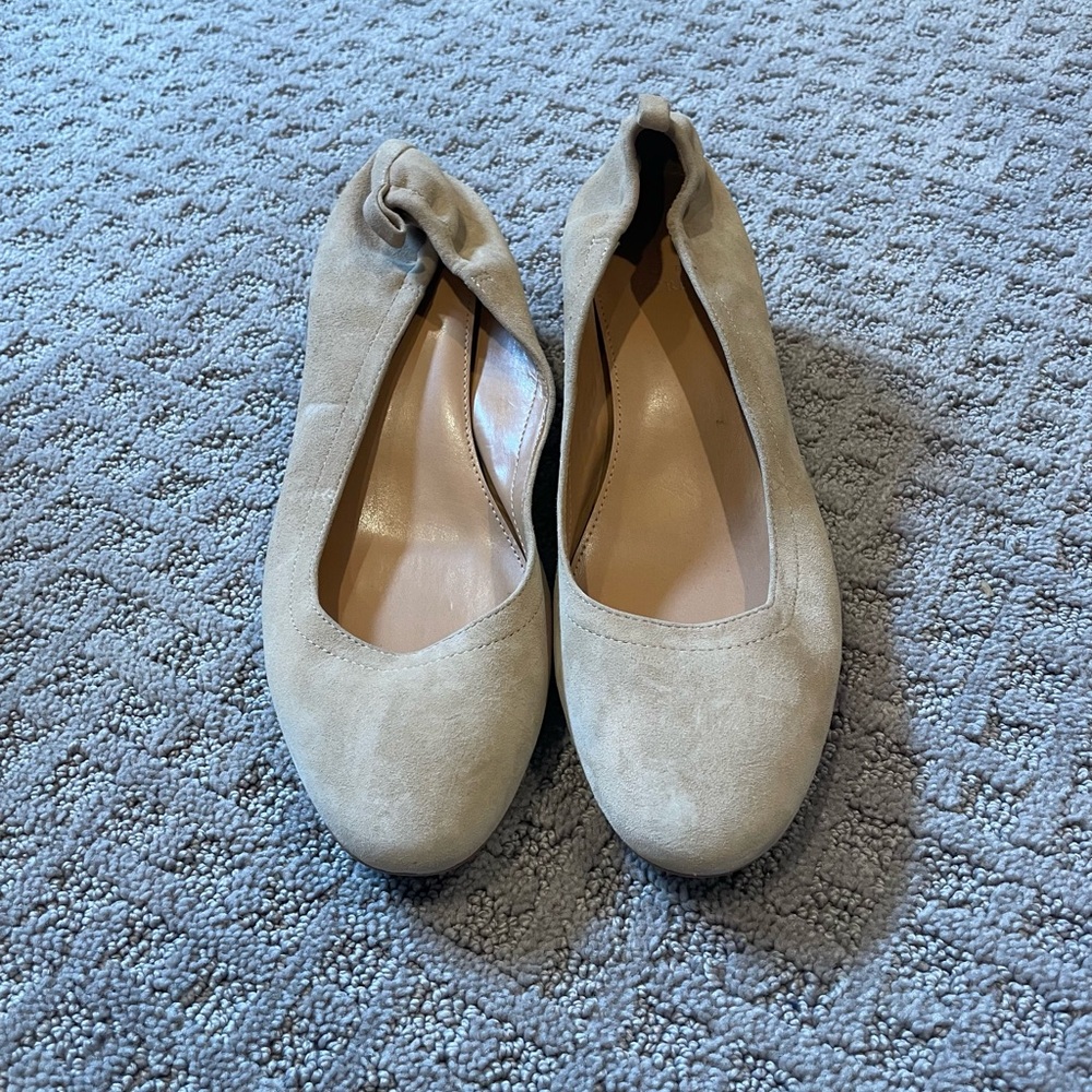 Beige Suede Ballet Flats